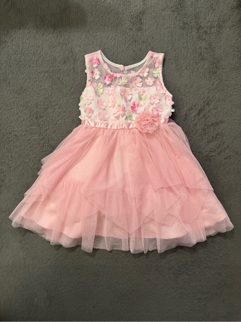 Jonas Michelle Girls Pink 3D Floral Tulle Party Dress Size 2T